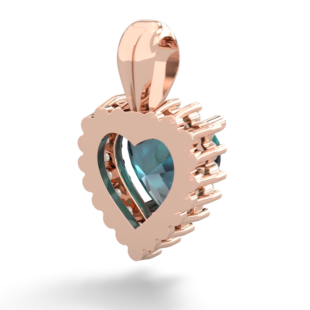 Alexandrite Sparkling Halo Heart 14K Rose Gold pendant P0391