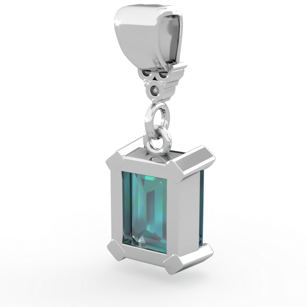 Alexandrite Art Deco Dangle 14K White Gold pendant P1937