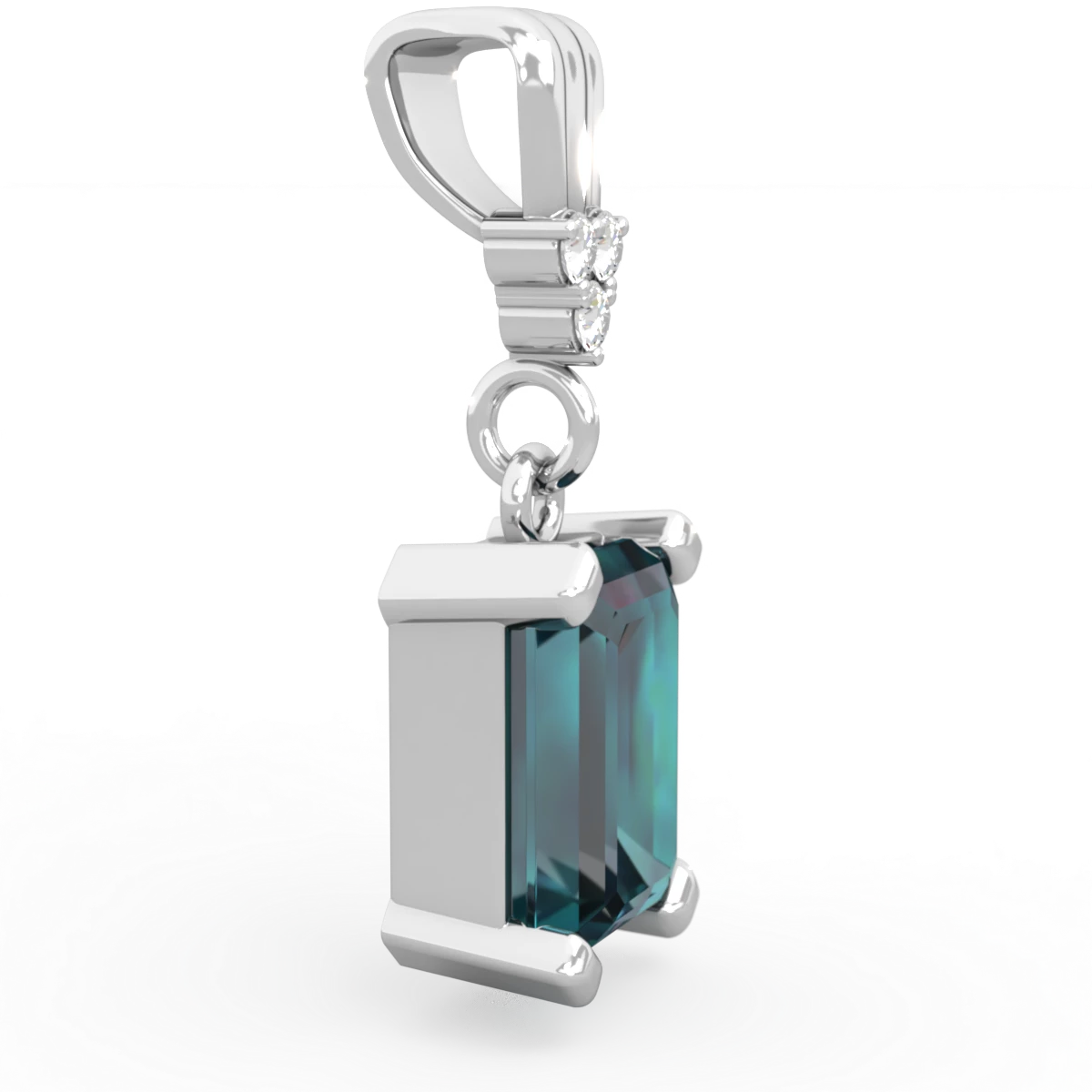 Alexandrite Art Deco Dangle 14K White Gold pendant P1937