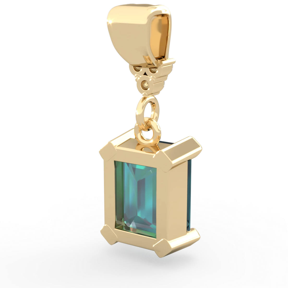 Alexandrite Art Deco Dangle 14K Yellow Gold pendant P1937