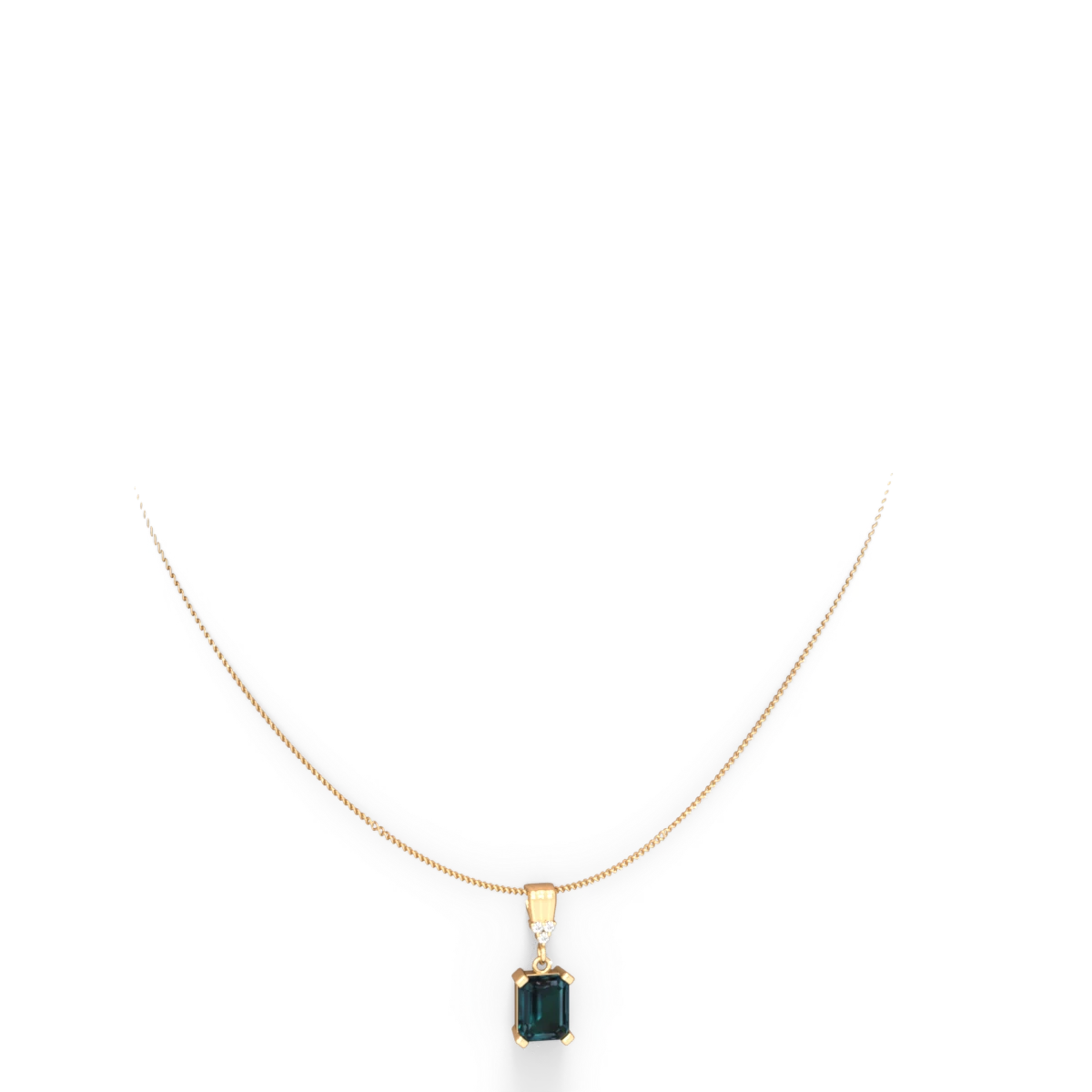 Alexandrite Art Deco Dangle 14K Yellow Gold pendant P1937