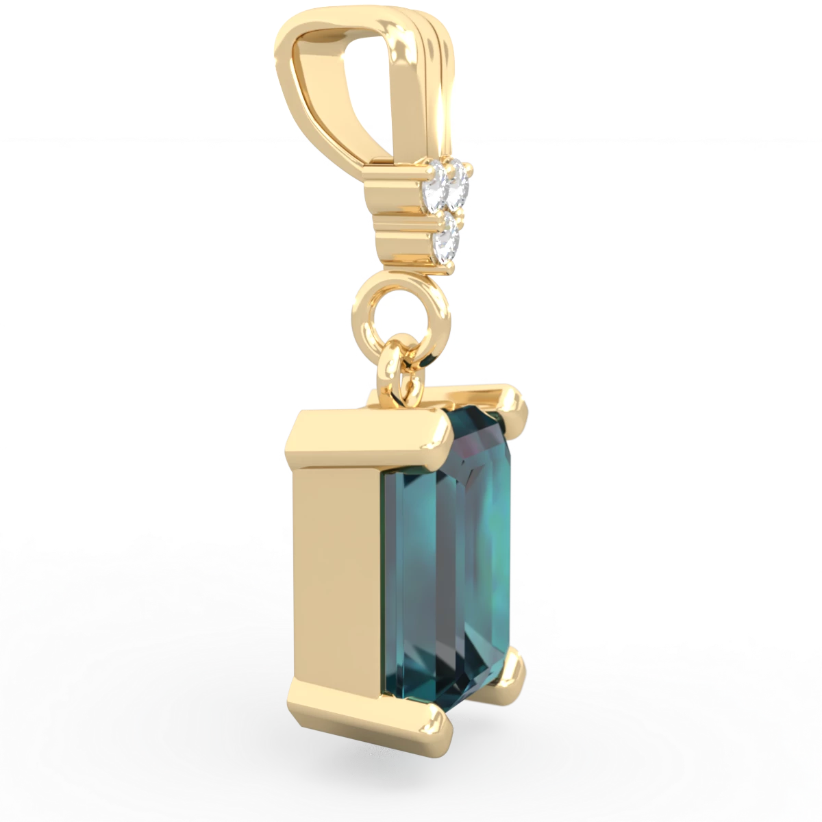 Alexandrite Art Deco Dangle 14K Yellow Gold pendant P1937