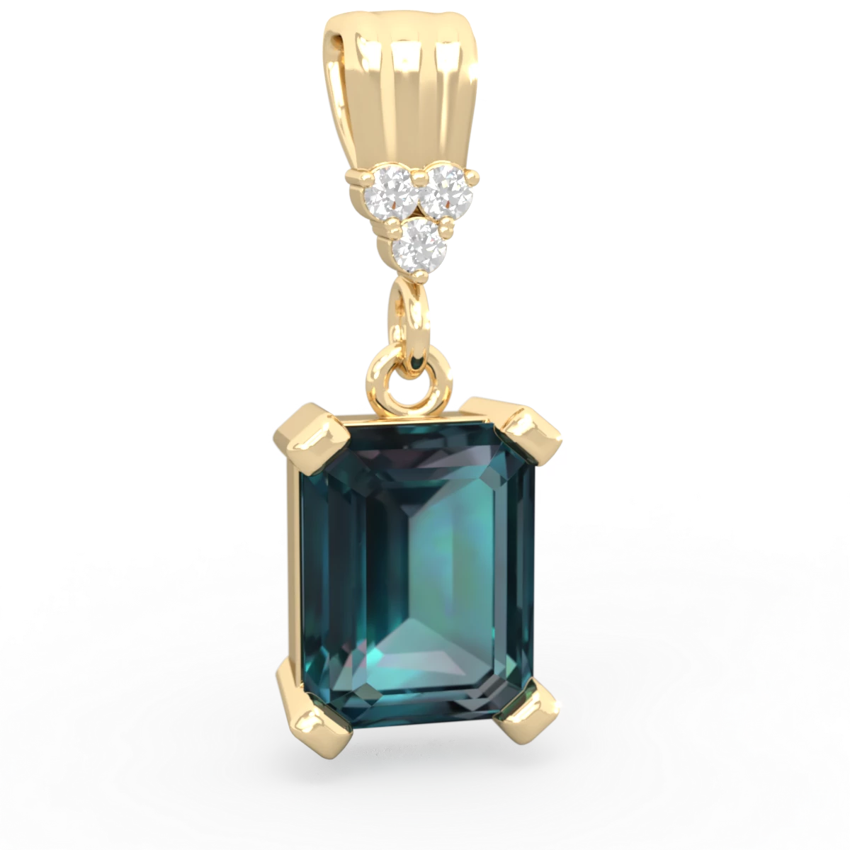 Alexandrite Art Deco Dangle 14K Yellow Gold pendant P1937