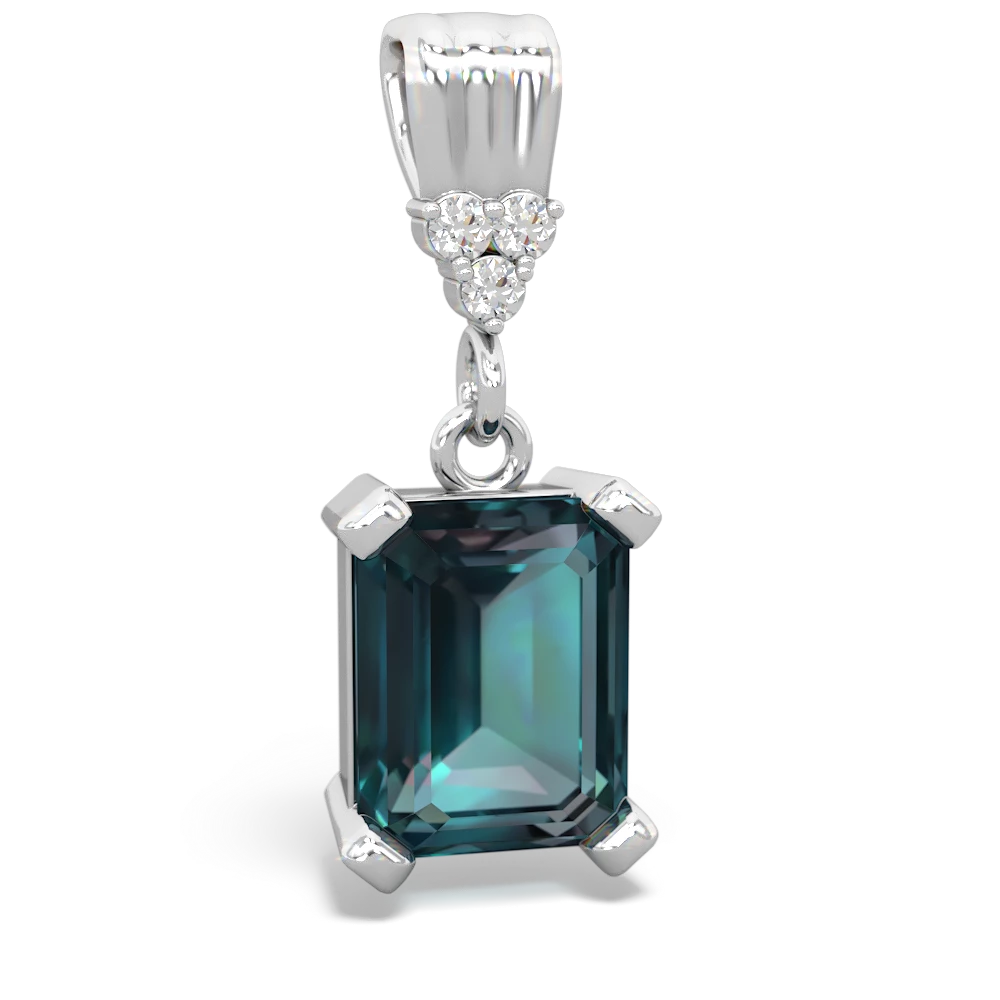 Alexandrite Art Deco Dangle 14K White Gold pendant P1937