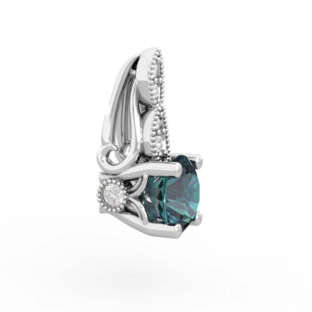 Alexandrite Antique Elegance 14K White Gold pendant P3100