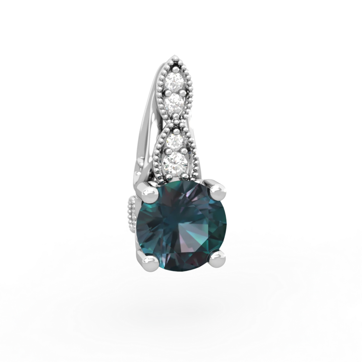 Alexandrite Antique Elegance 14K White Gold pendant P3100