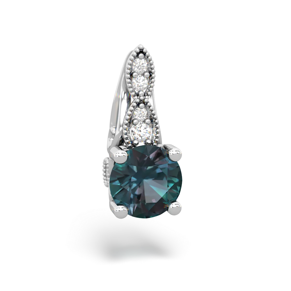 Alexandrite Antique Elegance 14K White Gold pendant P3100