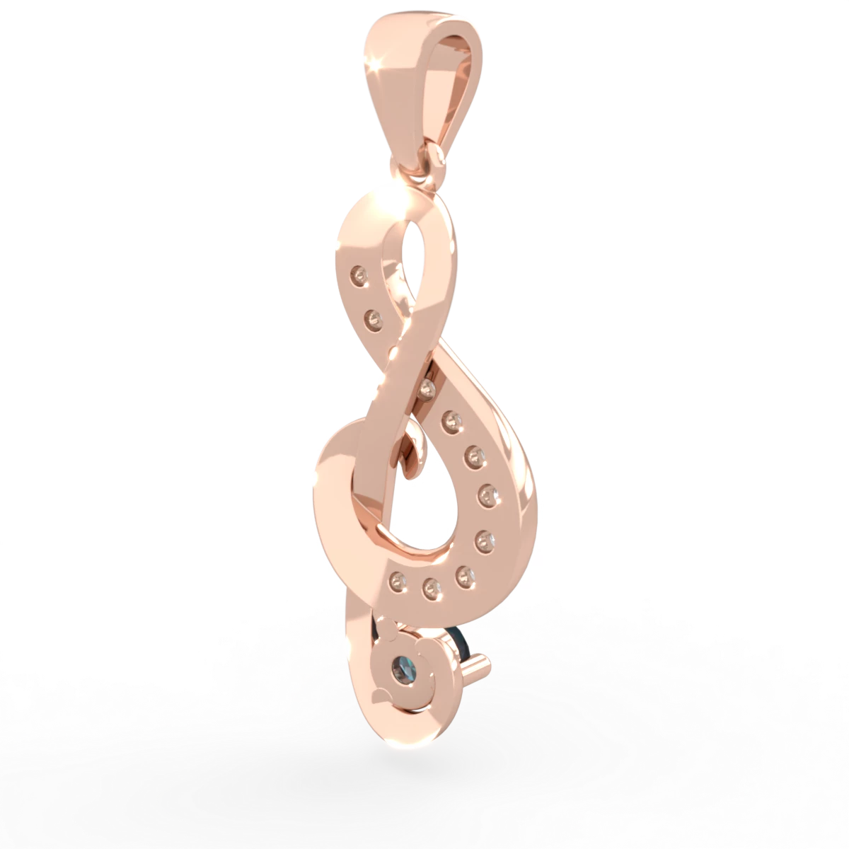 Alexandrite G-Clef Music 14K Rose Gold pendant P5830