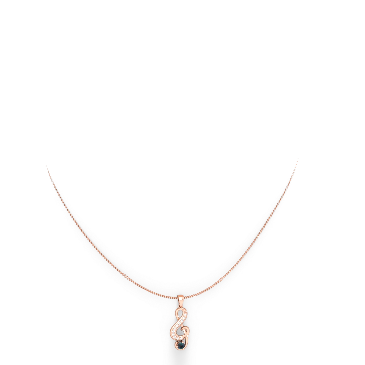 Alexandrite G-Clef Music 14K Rose Gold pendant P5830