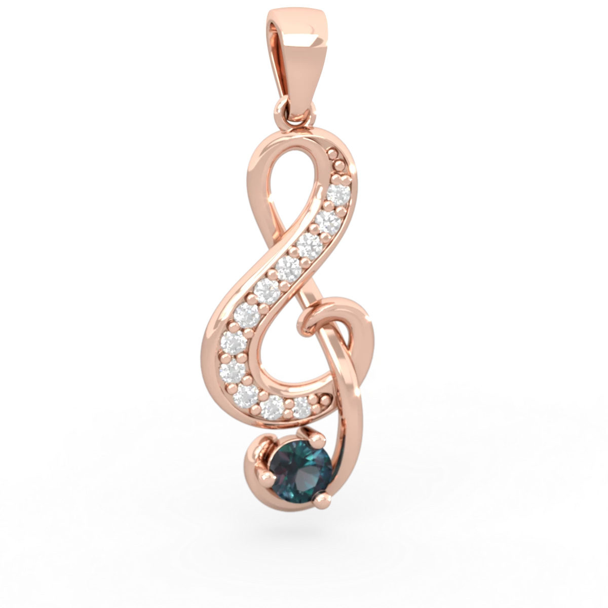 Alexandrite G-Clef Music 14K Rose Gold pendant P5830