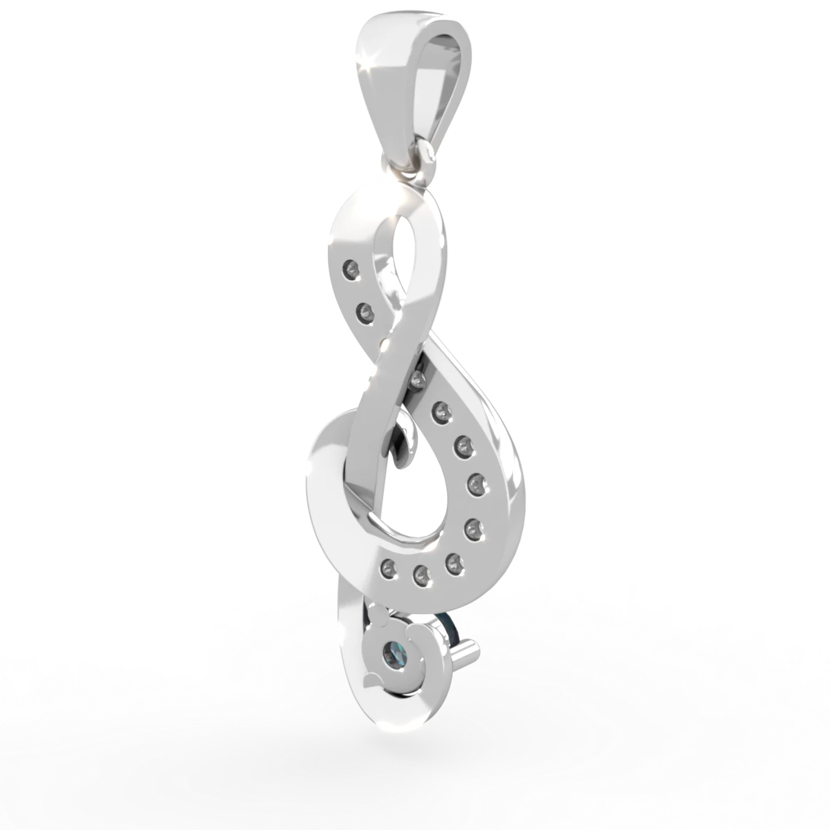 Alexandrite G-Clef Music 14K White Gold pendant P5830