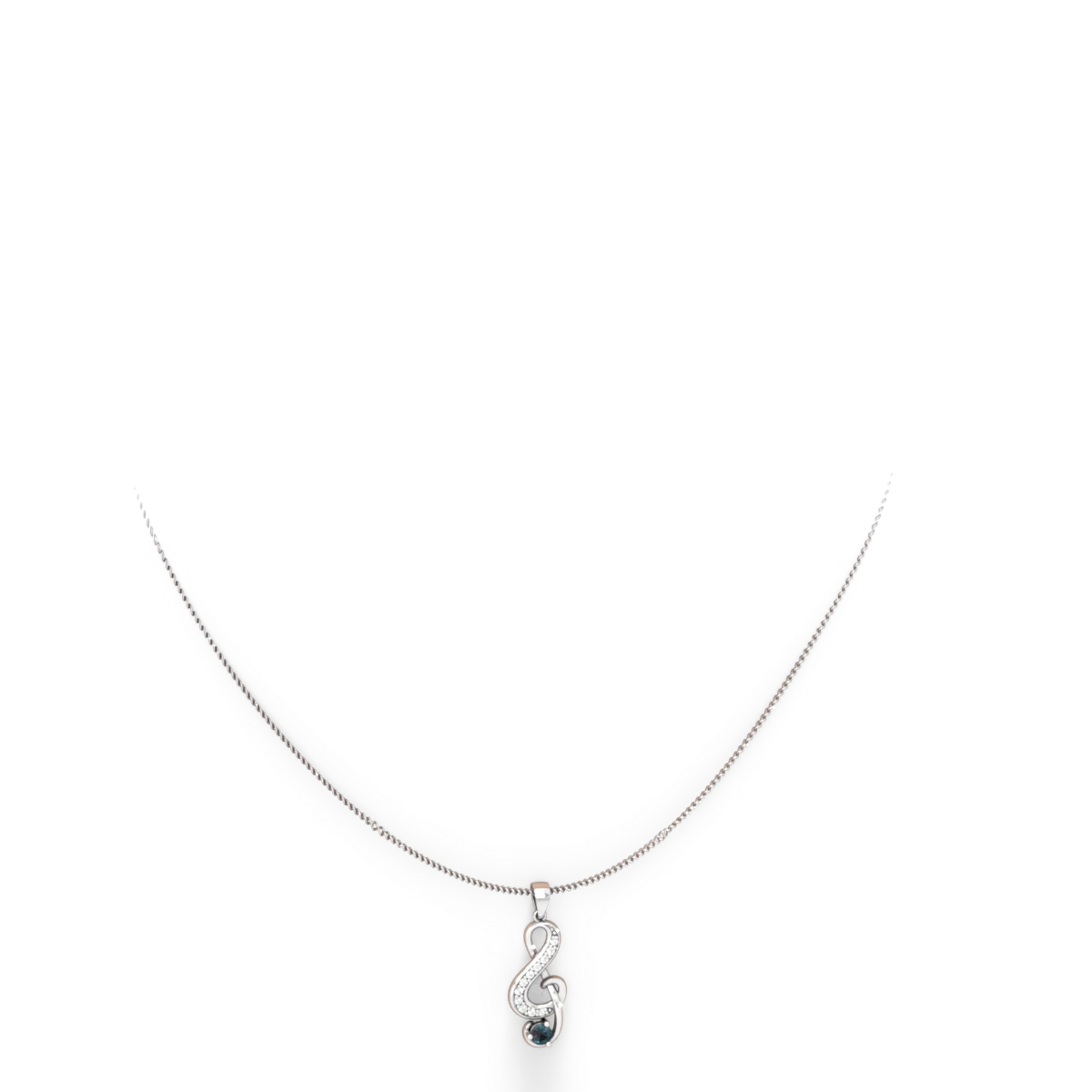 Alexandrite G-Clef Music 14K White Gold pendant P5830