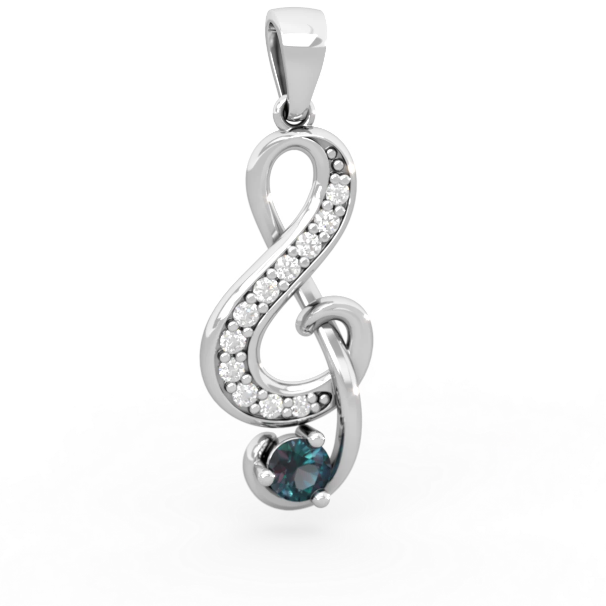 Alexandrite G-Clef Music 14K White Gold pendant P5830