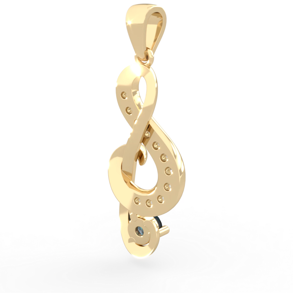 Alexandrite G-Clef Music 14K Yellow Gold pendant P5830