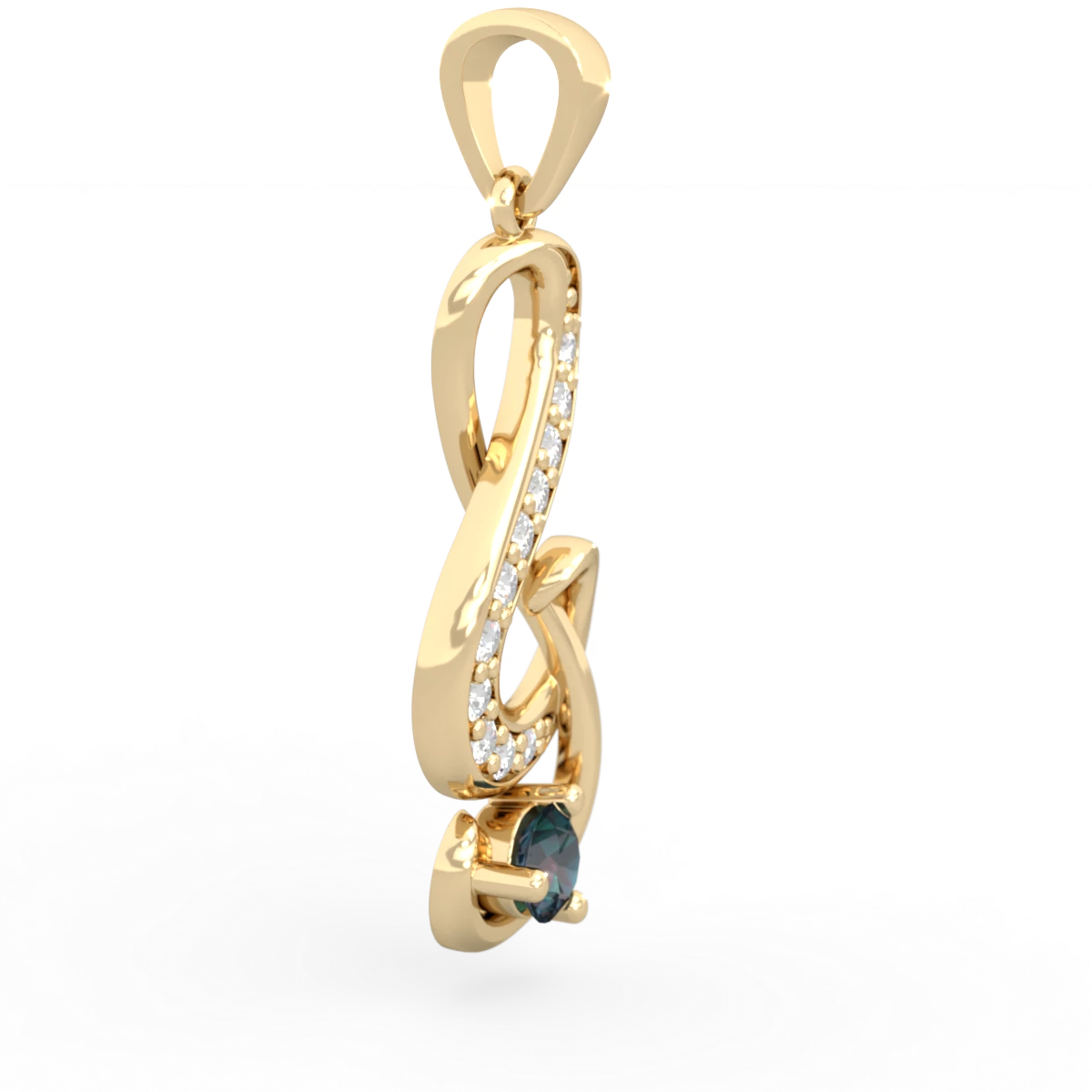 Alexandrite G-Clef Music 14K Yellow Gold pendant P5830