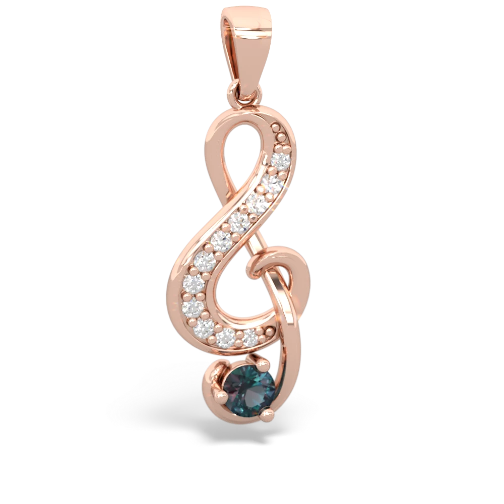 Alexandrite G-Clef Music 14K Rose Gold pendant P5830