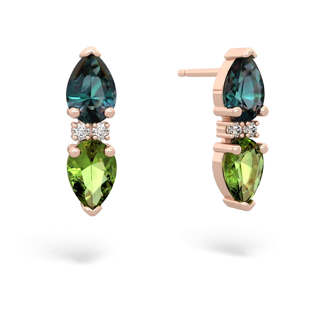 Alexandrite Bowtie Drop 14K Rose Gold earrings E0865