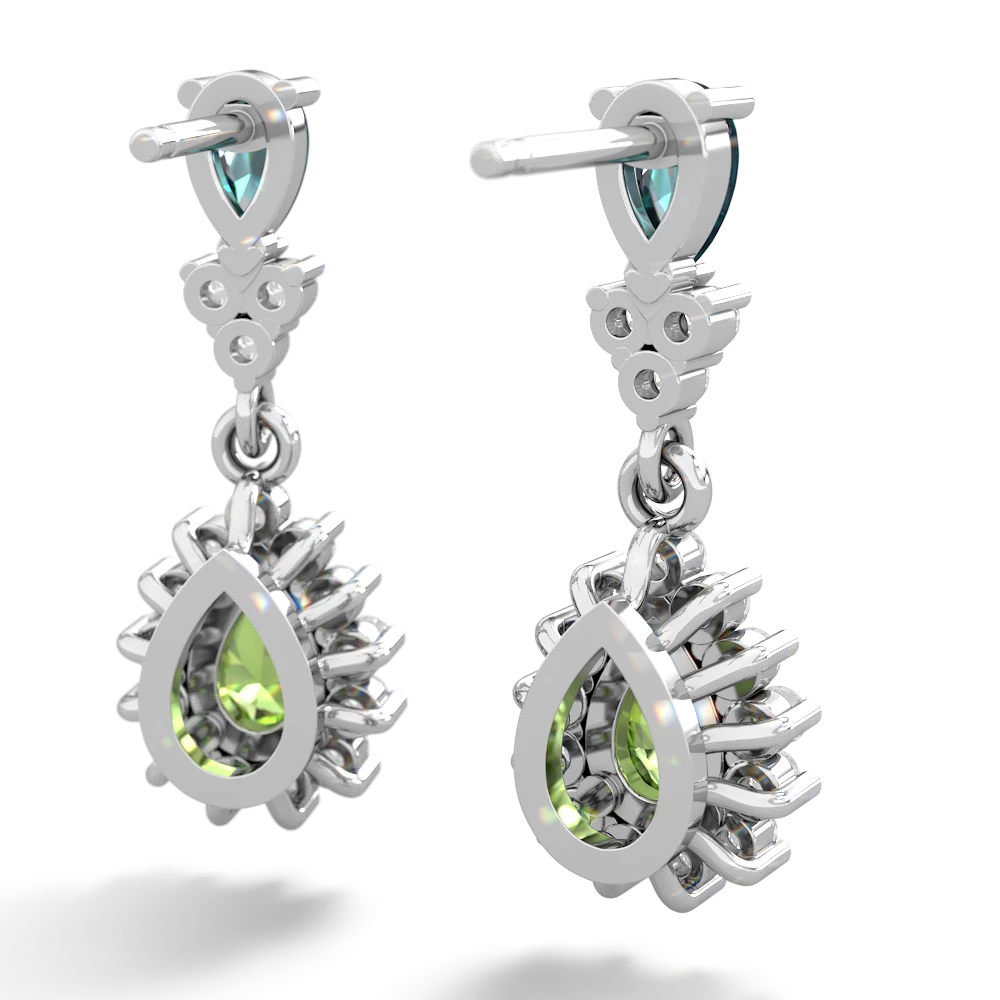 Alexandrite Halo Pear Dangle 14K White Gold earrings E1882