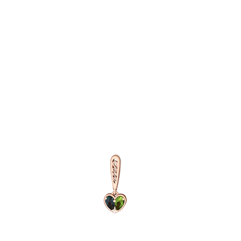 Alexandrite Filligree Heart 14K Rose Gold earrings E5070