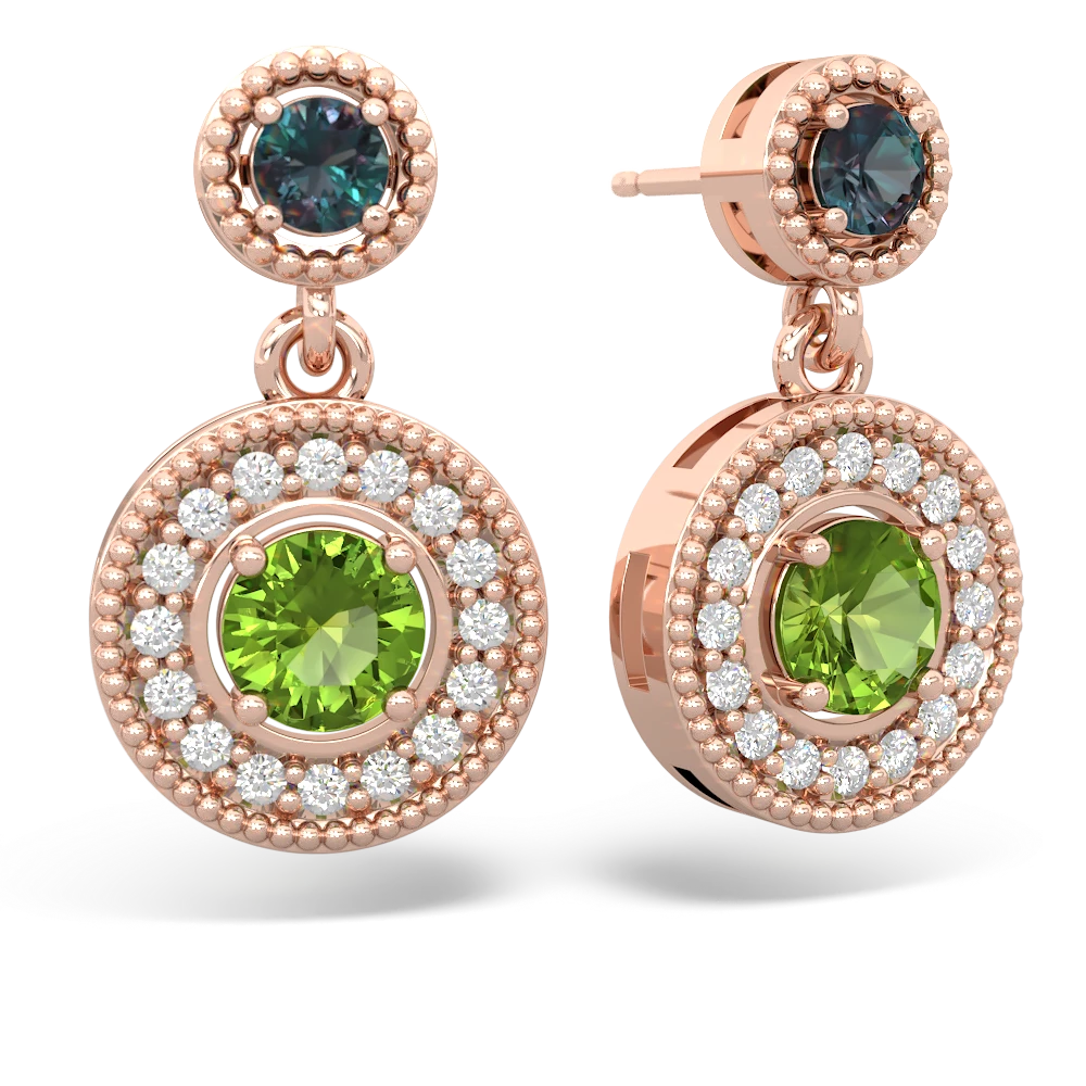 Alexandrite Halo Dangle 14K Rose Gold earrings E5319