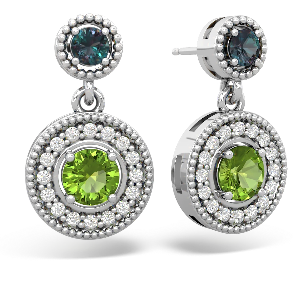 Alexandrite Halo Dangle 14K White Gold earrings E5319