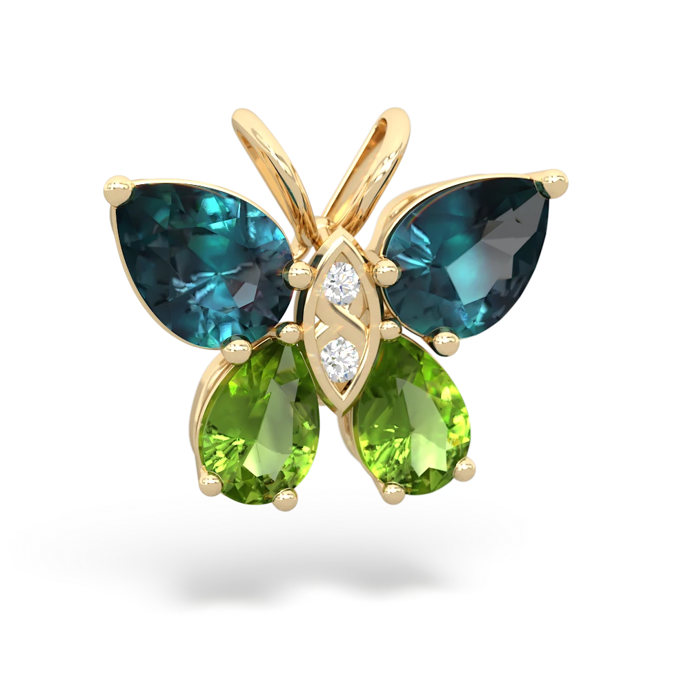 Alexandrite Butterfly 14K Yellow Gold pendant P2215