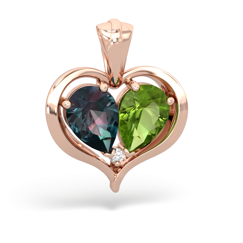 Alexandrite Two Become One 14K Rose Gold pendant P5330