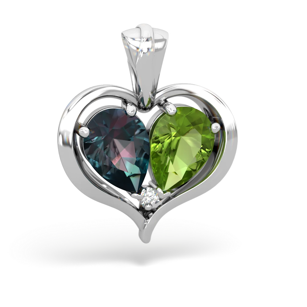 Alexandrite Two Become One 14K White Gold pendant P5330