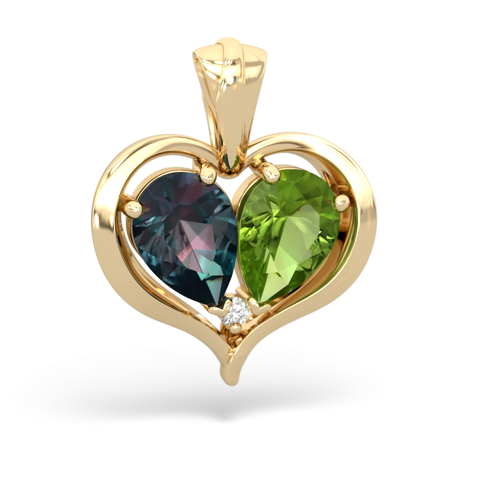 Alexandrite Two Become One 14K Yellow Gold pendant P5330