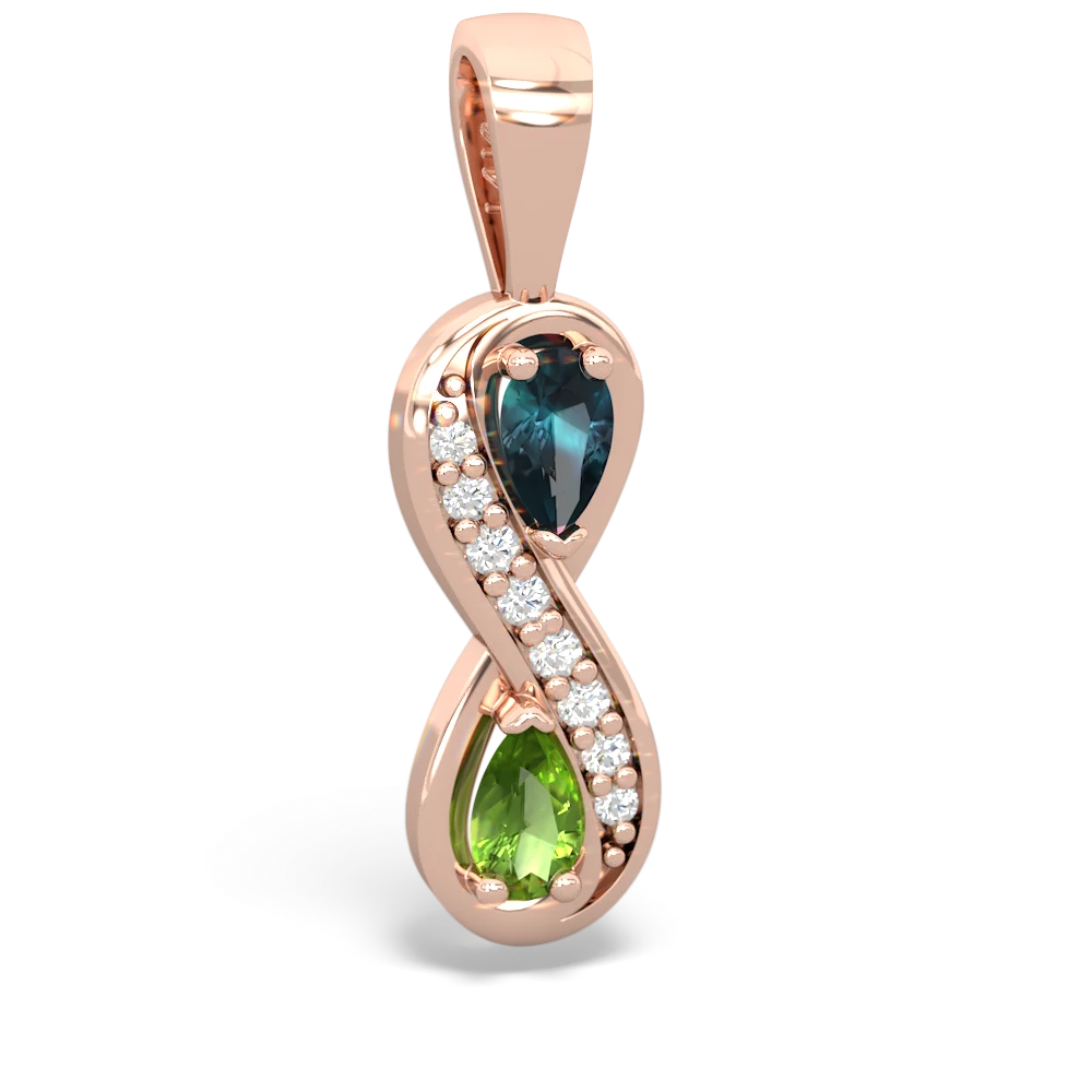 Alexandrite Diamond Infinity 14K Rose Gold pendant P5390