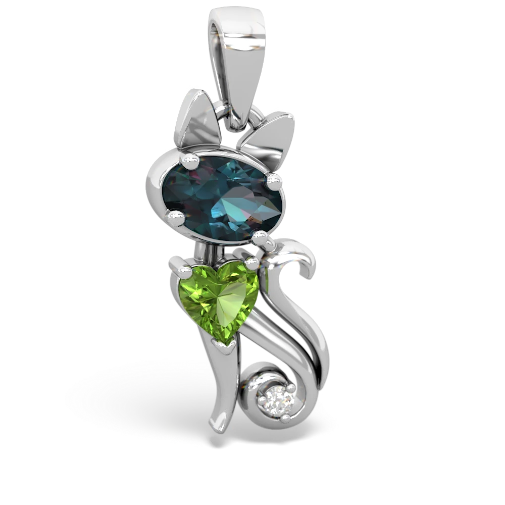 Alexandrite Kitten 14K White Gold pendant P5780