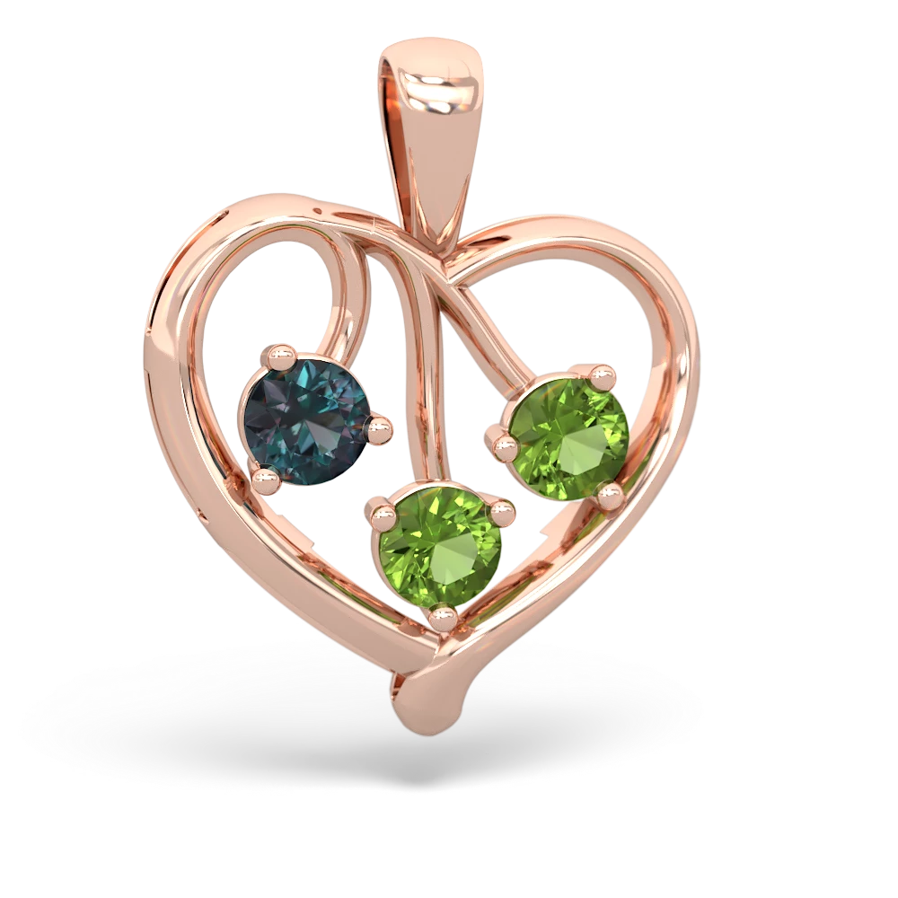 Alexandrite Glowing Heart 14K Rose Gold pendant P2233