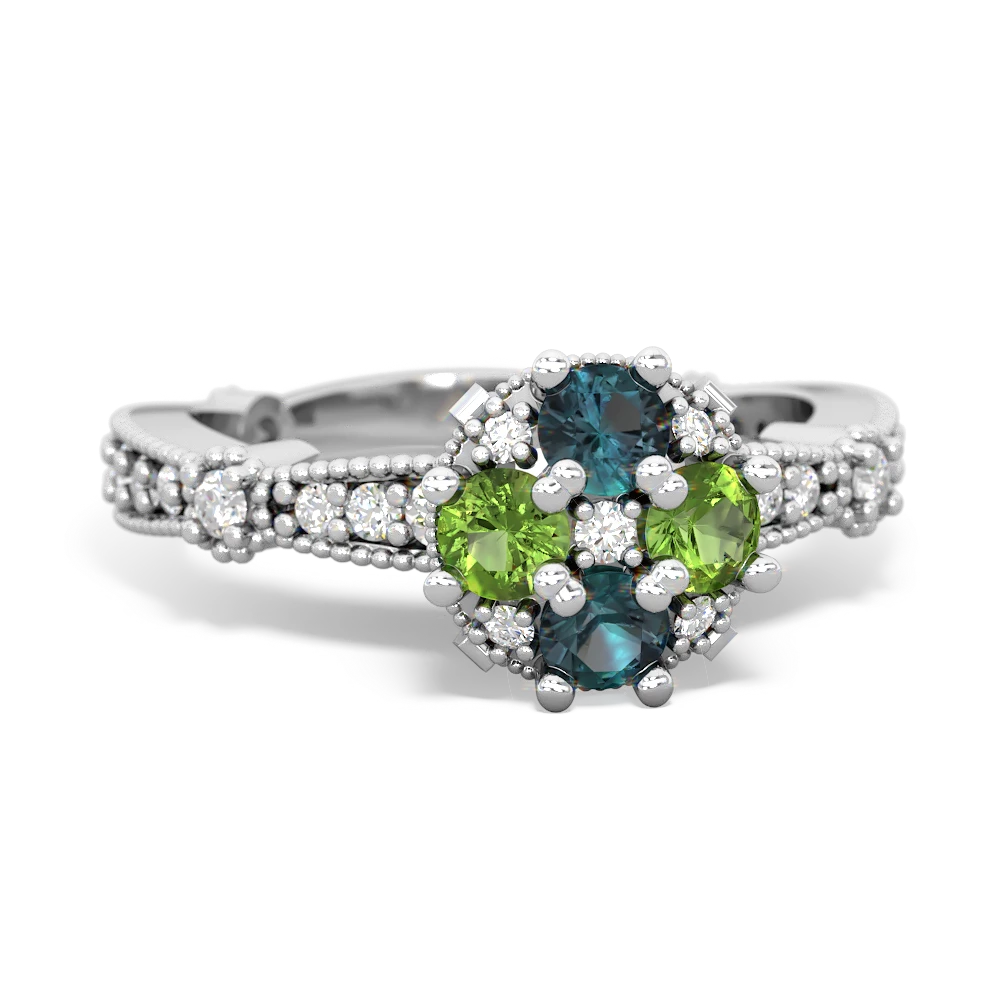 Alexandrite Sparkling Tiara Cluster 14K White Gold ring R26293RD