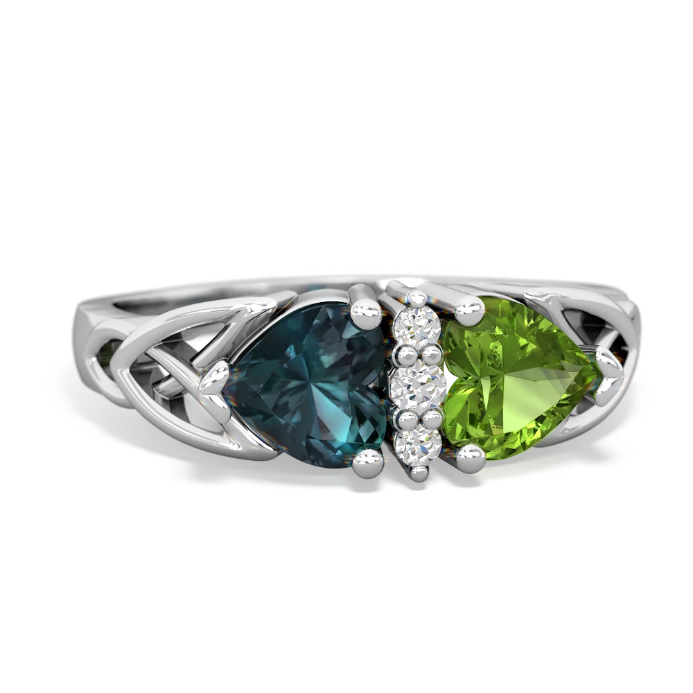 Alexandrite Celtic Knot Double Heart 14K White Gold ring R5040