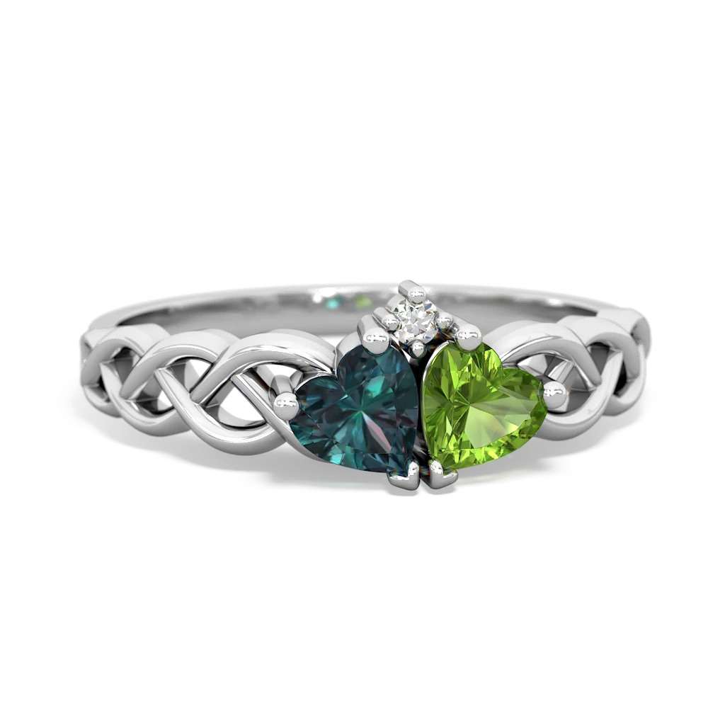 Alexandrite Heart To Heart Braid 14K White Gold ring R5870