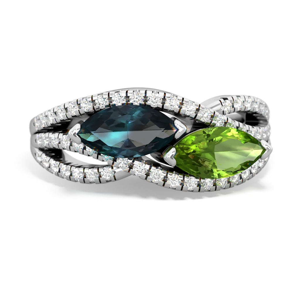 Alexandrite Diamond Rivers 14K White Gold ring R3070