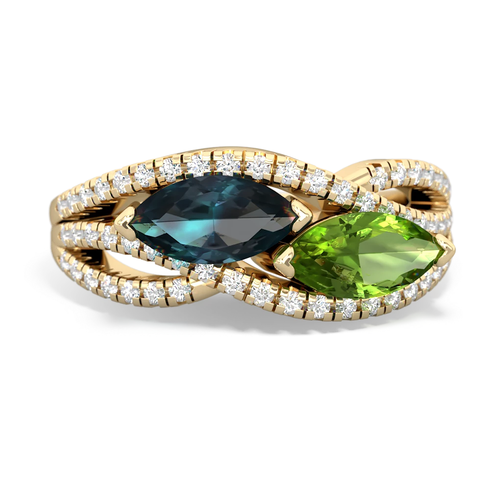 Alexandrite Diamond Rivers 14K Yellow Gold ring R3070