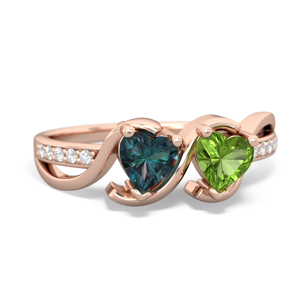 Alexandrite Side By Side 14K Rose Gold ring R3090