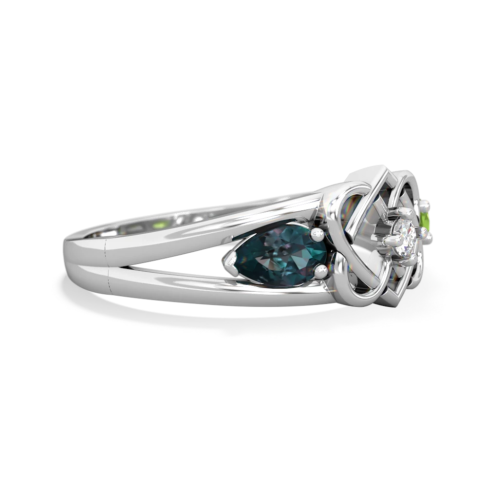 Alexandrite Hearts Intertwined 14K White Gold ring R5880