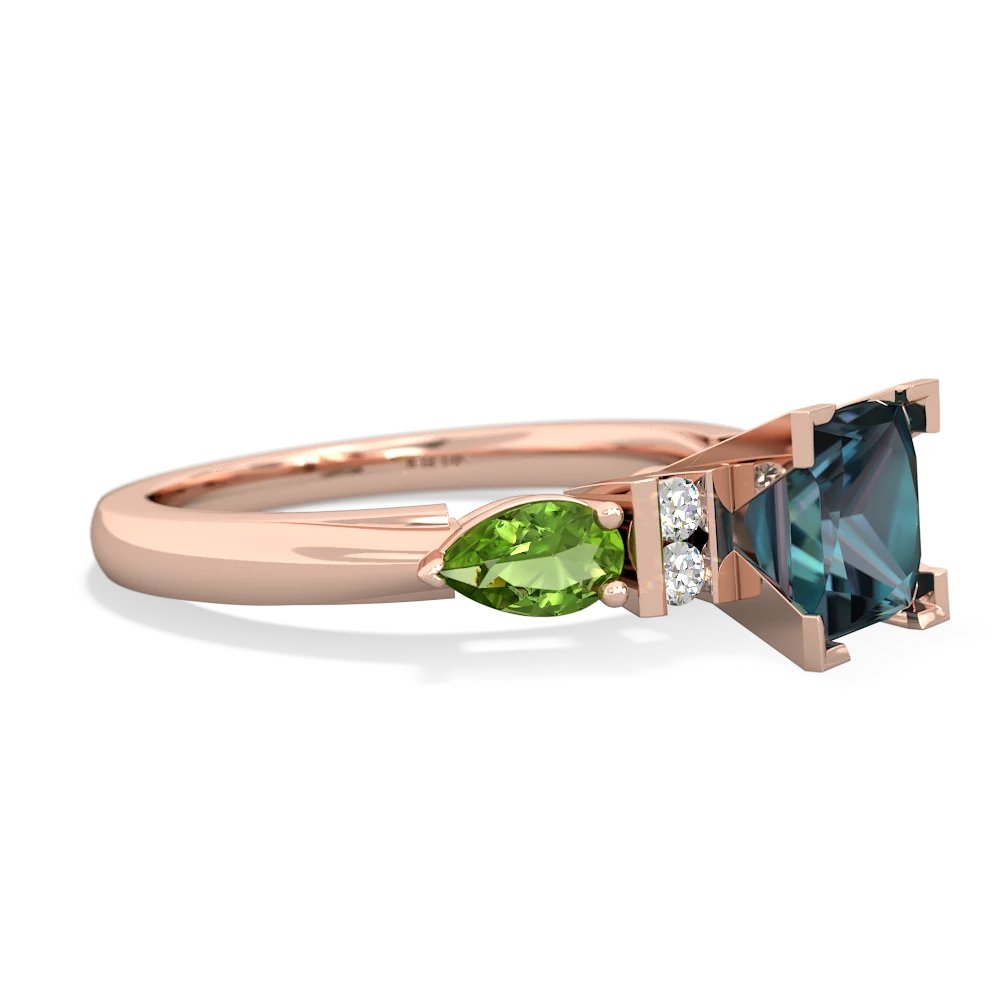 Alexandrite 6Mm Princess Eternal Embrace Engagement 14K Rose Gold ring C2002