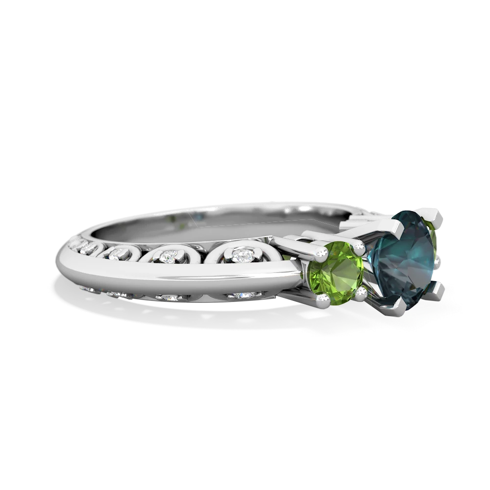 Alexandrite Art Deco Eternal Embrace Engagement 14K White Gold ring C2003