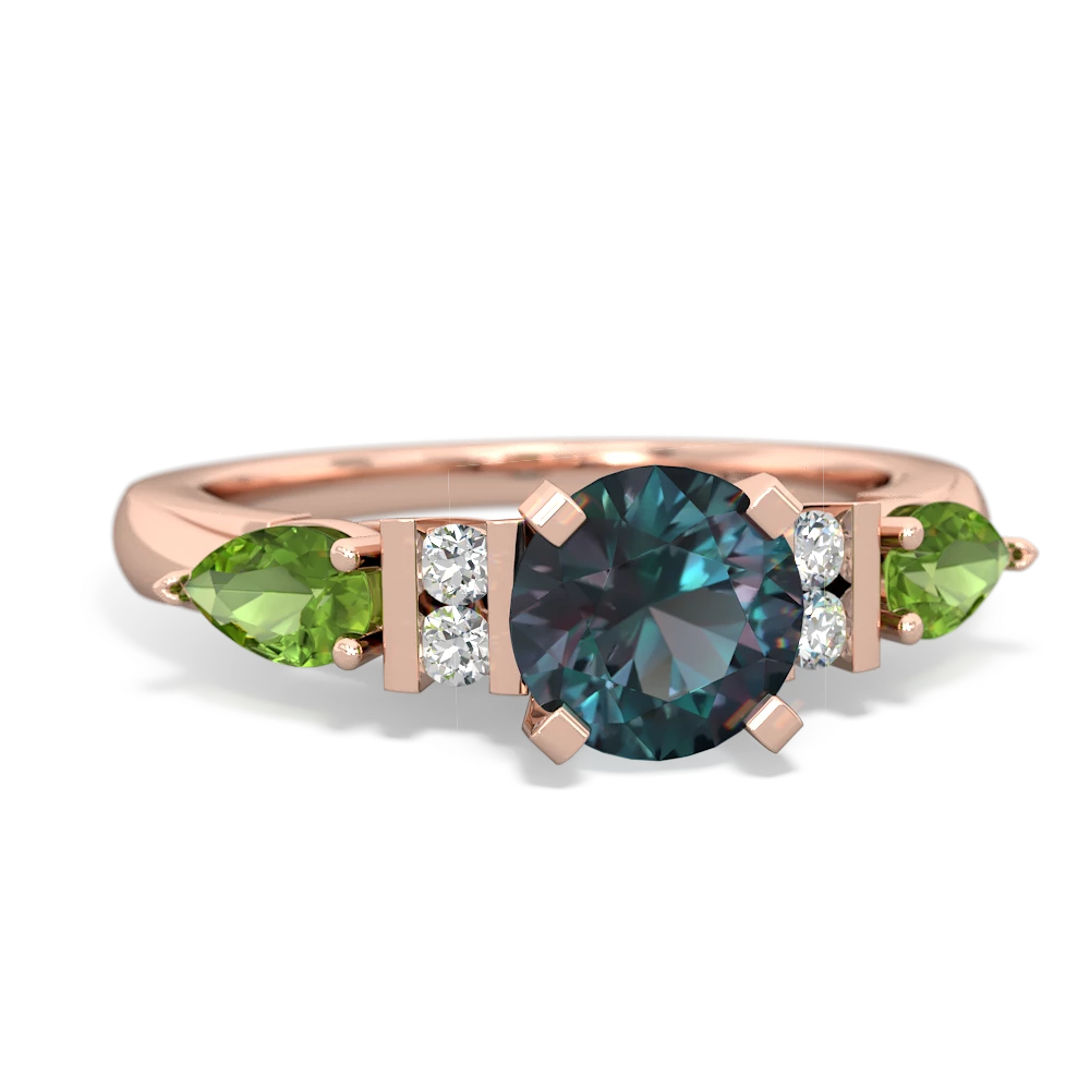 Alexandrite 6Mm Round Eternal Embrace Engagement 14K Rose Gold ring R2005