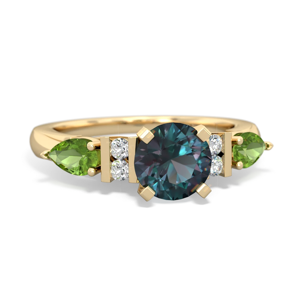 Alexandrite 6Mm Round Eternal Embrace Engagement 14K Yellow Gold ring R2005