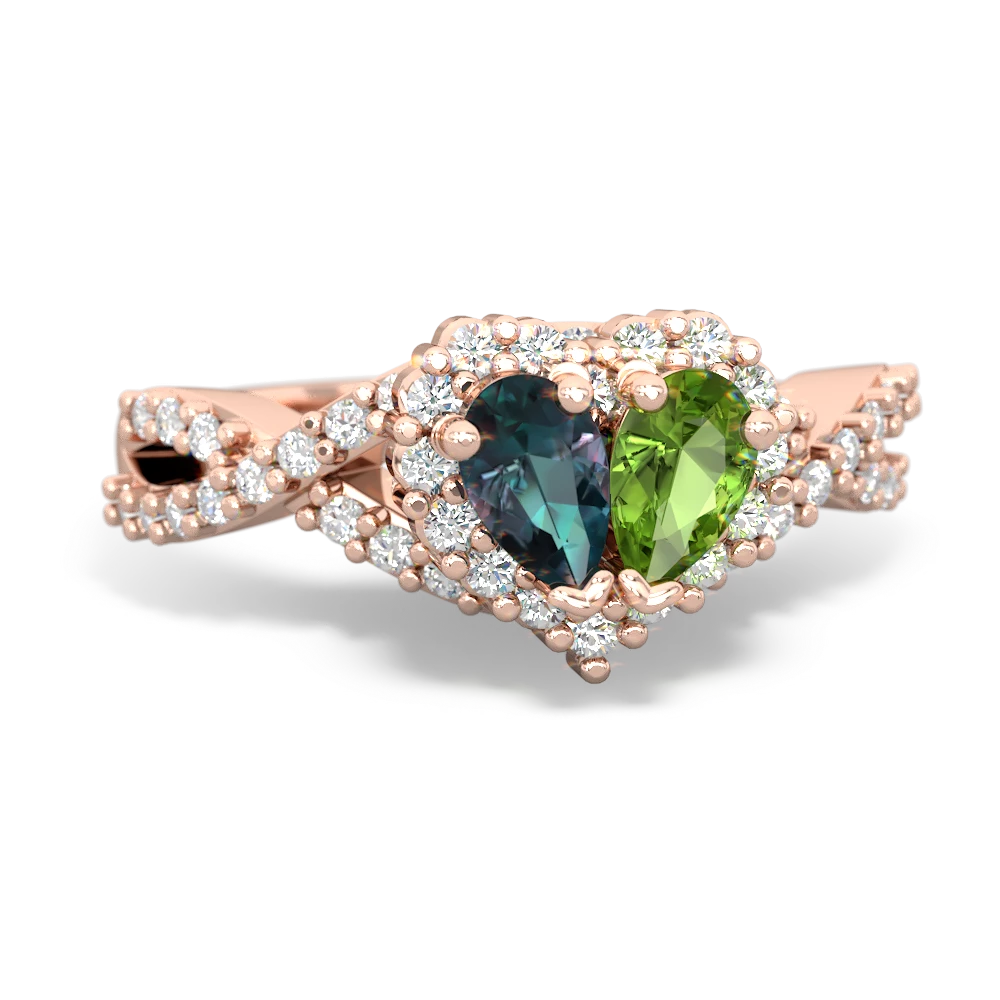 Alexandrite Diamond Twist 'One Heart' 14K Rose Gold ring R2640HRT