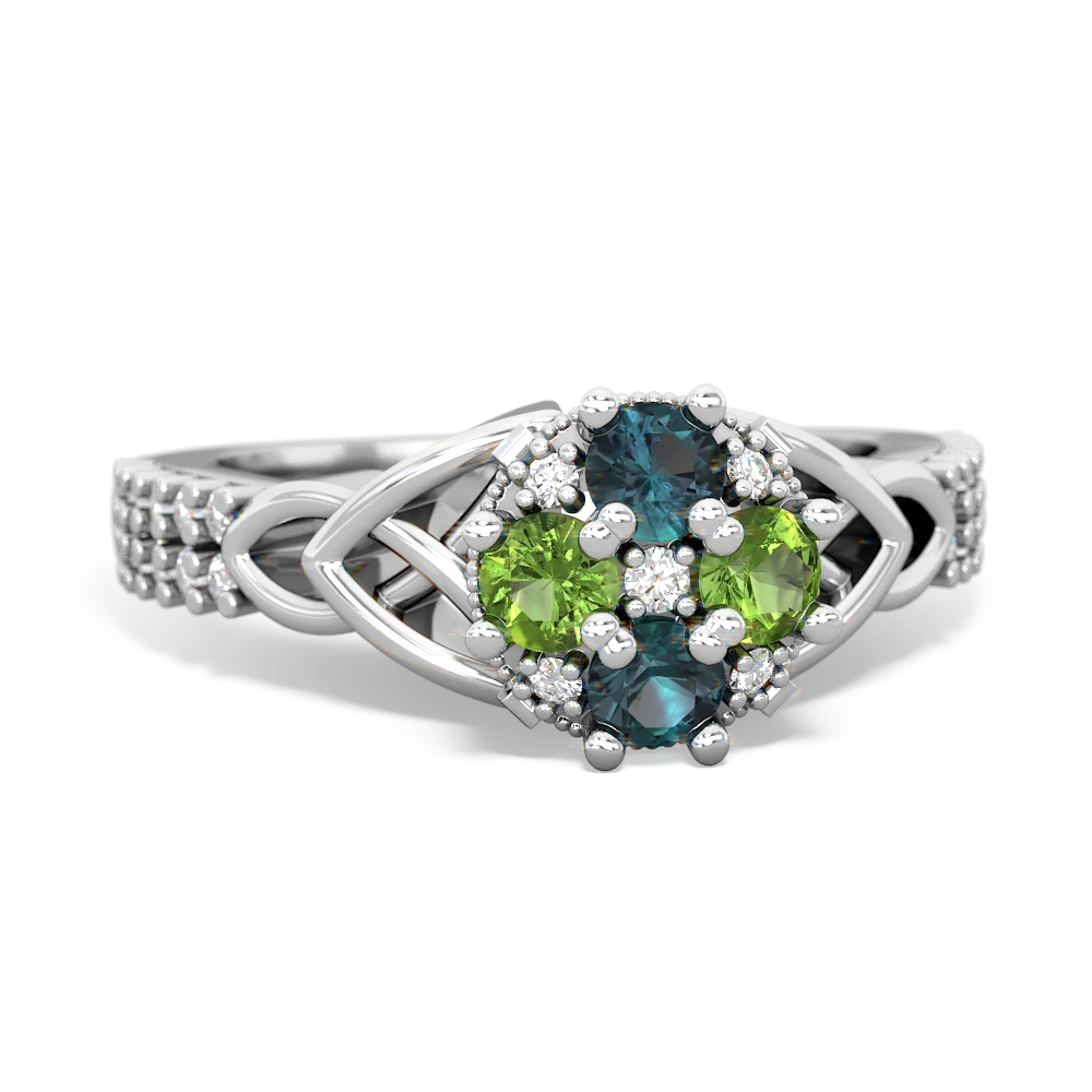 Alexandrite Celtic Knot Cluster Engagement 14K White Gold ring R26443RD