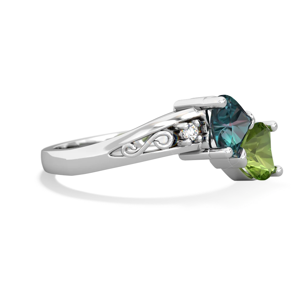 Alexandrite Snuggling Hearts 14K White Gold ring R2178