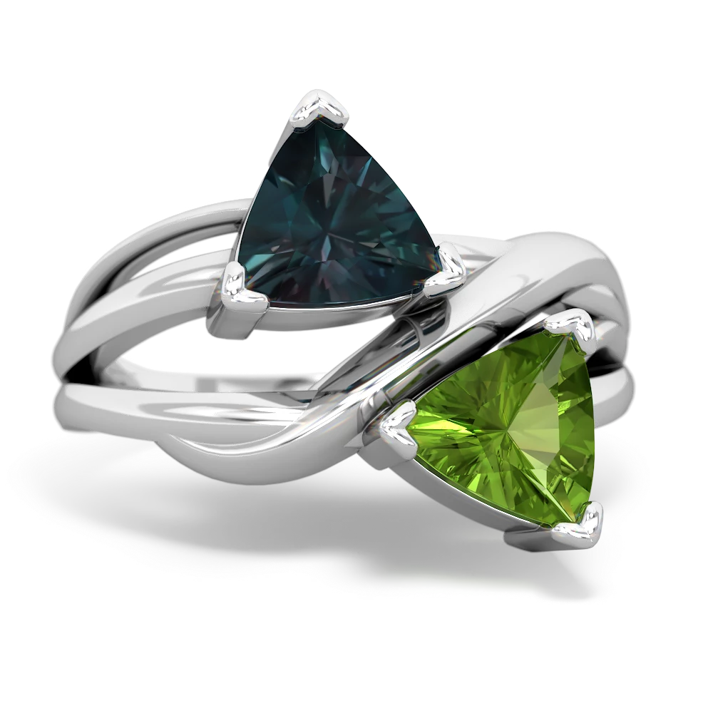 Alexandrite Split Band Swirl 14K White Gold ring R2341