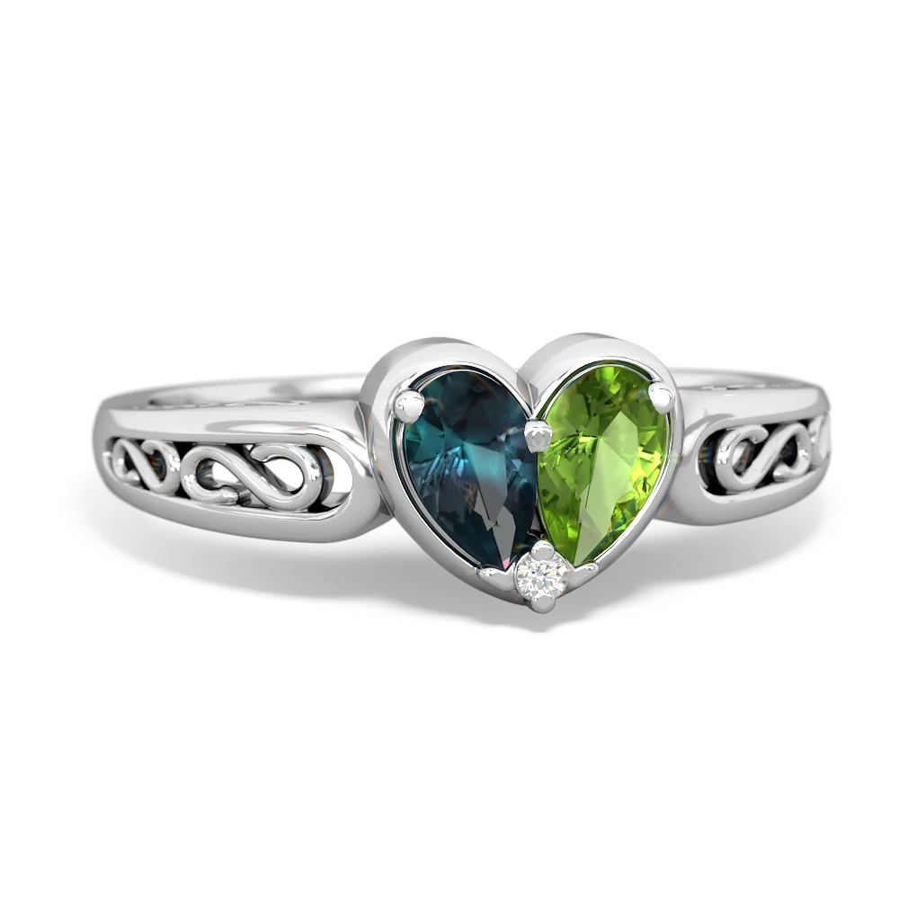 Alexandrite Filligree 'One Heart' 14K White Gold ring R5070