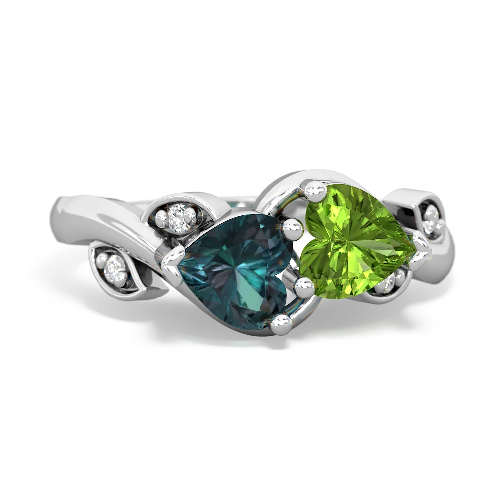 Alexandrite Floral Elegance 14K White Gold ring R5790