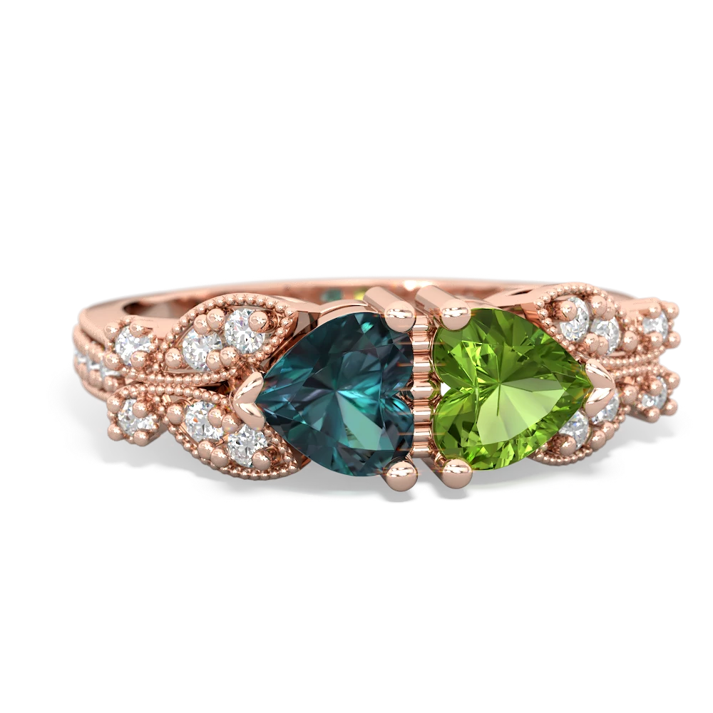 Alexandrite Diamond Butterflies 14K Rose Gold ring R5601